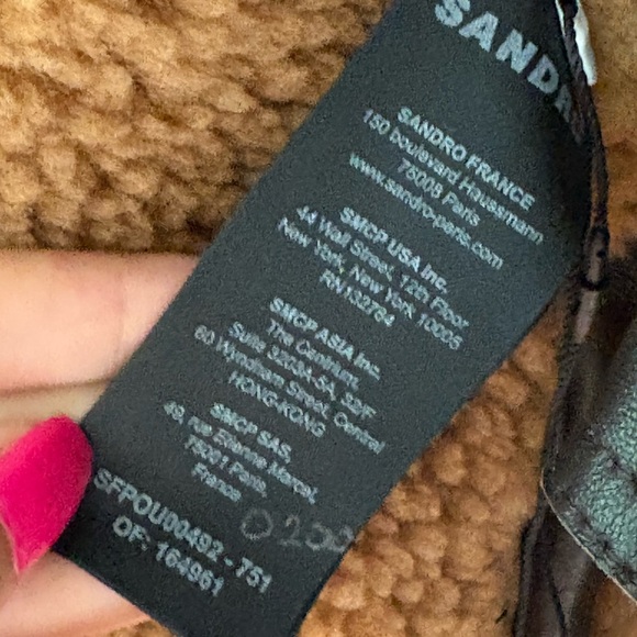 Sandro Paris Shearling Leather Coat – Size 40 - Picture 16 of 16